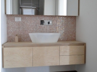 mobile bagno + specchiera contenitiva legno naturale